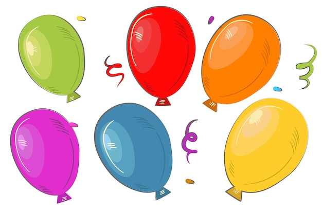 Zestaw Balonów Wykonany Jest W Kreskówkowym Stylu Płaskim Wyróżniony Nadruk Na Tekstyliach I Papierze