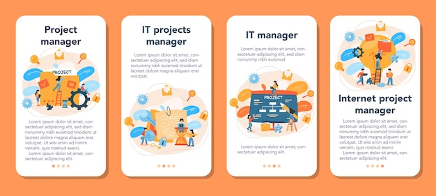 Zestaw Banerów Aplikacji Mobilnej Do Zarządzania Projektami
