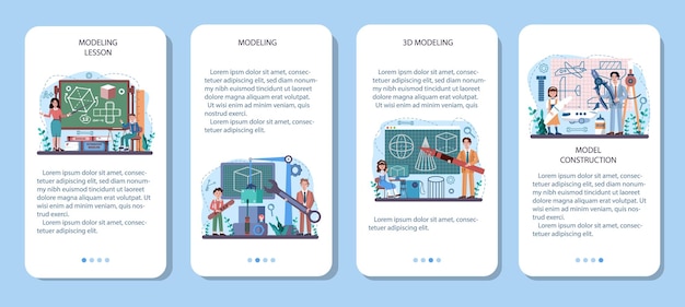 Zestaw Banerów Aplikacji Mobilnej Kursu Rzemieślniczego I Modelowania