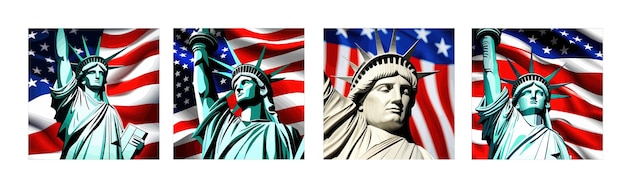 Zestaw Banerów Posąg Wolności I Flaga Usa Ilustracja Wektorowa Patriotyczna Ilustracji Odpowiednia Dla