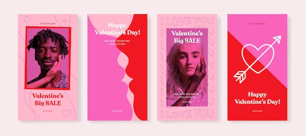 Zestaw Banerów Sprzedaży Walentynkowej Dla Szablonu Postu W Mediach Społecznościowych