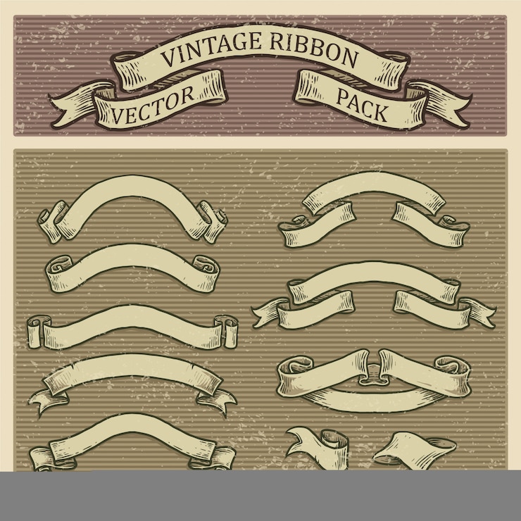 Wektor zestaw banner retro, kolekcja vintage wstążka