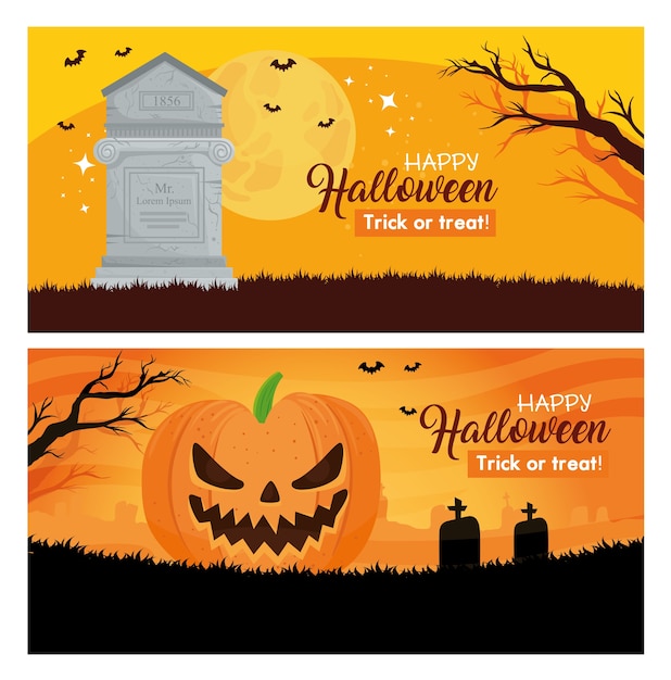 Zestaw Bannerów Happy Halloween Z Dekoracją