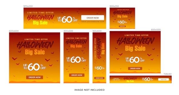 Zestaw Bannerów Internetowych Reklam Google Halloween