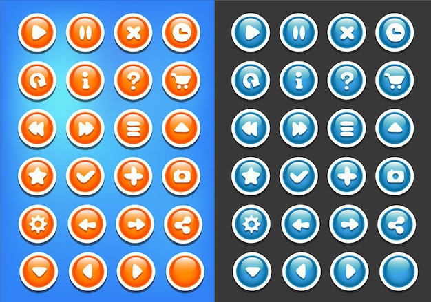 Plik wektorowy zestaw blue orange buttons game ui