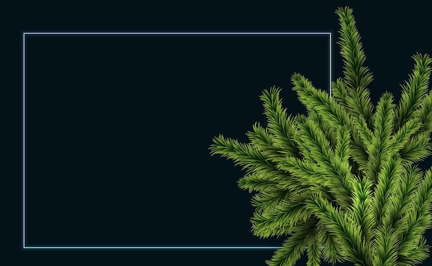 Plik wektorowy zestaw bożonarodzeniowych gałęzi jodłowych ilustracja wektorowa zestawu gałęzi jodłowych z neonową ramką
