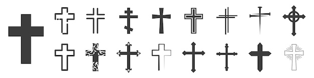 Zestaw Christian Cross Krzyż Symbol Ilustracji Wektorowych