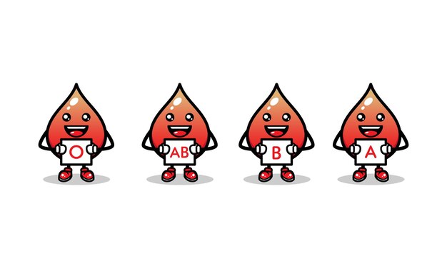 Plik wektorowy zestaw cute blood maskotka projekt ikona ilustracja wektora szablonu