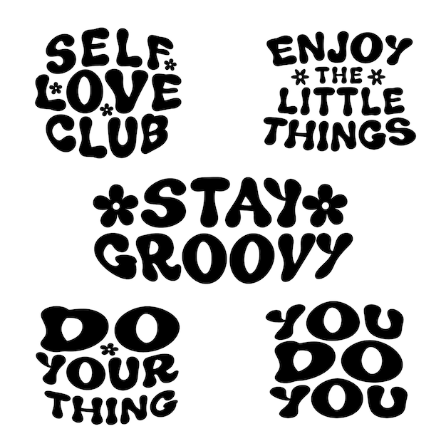 Plik wektorowy zestaw cytatów retro groovy typografii