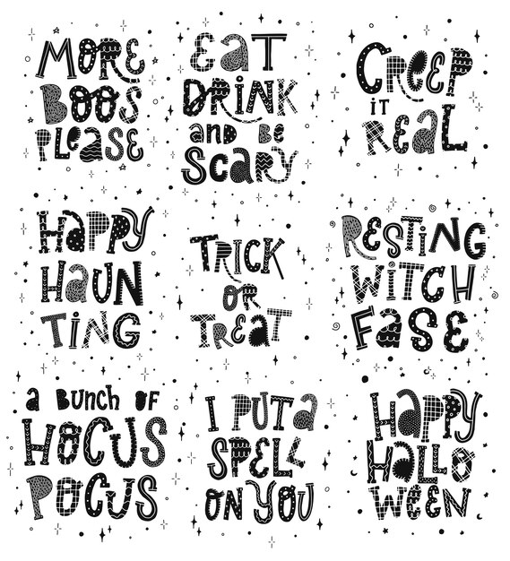 Zestaw Cytatów Z Napisem Halloween
