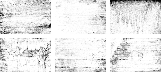 Zestaw czarno-białych grunge'ów z nadłożoną teksturą Distress