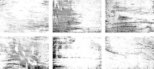 Zestaw czarno-białych grunge'ów z nadłożoną teksturą Distress