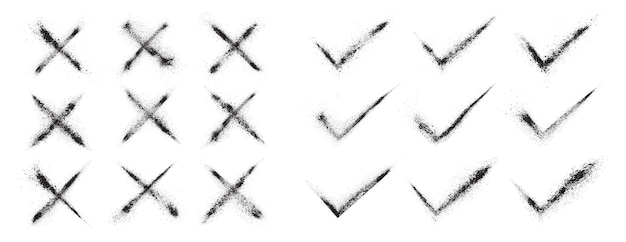Plik wektorowy zestaw czarnych znaczników wyboru na białym tle na białym tle w stylu efektu cząstek