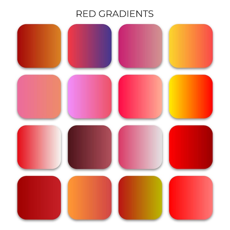 Wektor zestaw czerwony gradient paleta kolorów