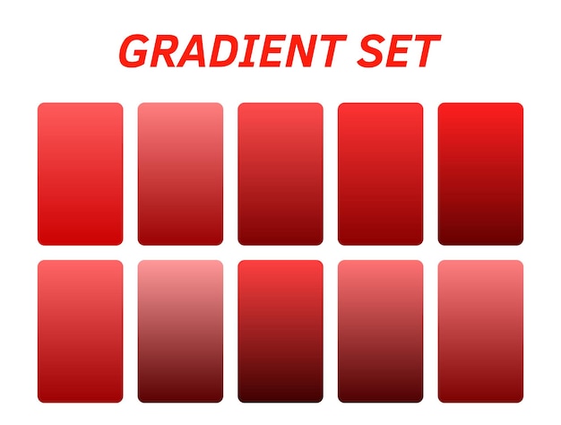 zestaw czerwonych kwadratów o różnych kolorach i słowo gradient