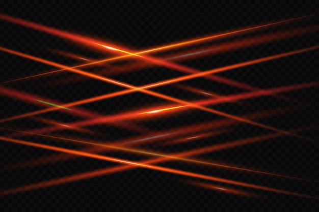 Zestaw Czerwonych Poziomych Flar Soczewkowych Wiązki Laserowe Poziome Wiązki światła Piękne Podświetlenia
