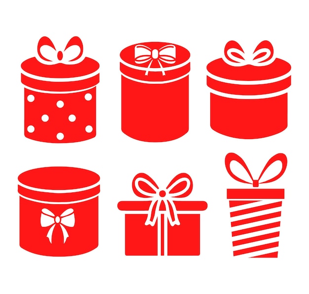 Zestaw czerwonych pudełek podarunkowych izolowanych na białym tle koncepcja dla elementów projektowych zakupów prezentów