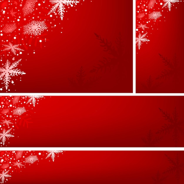 Zestaw Czerwonych świątecznych Banerów Internetowych Z Płatkami śniegu