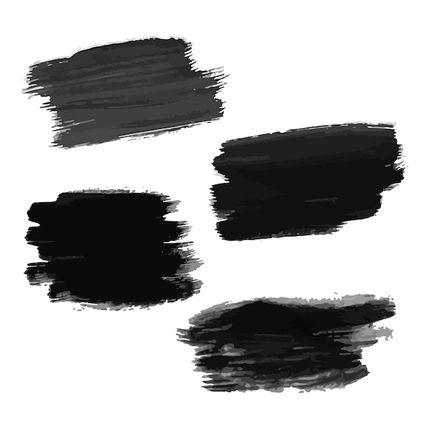 Zestaw czterech czarnych ręcznie rysowane plamy atramentu Plamy atramentu na białym tle ilustracji wektorowych