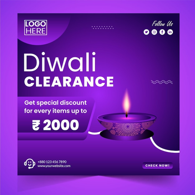 Zestaw Darmowych Postów Na Instagramie Sprzedaży Diwali