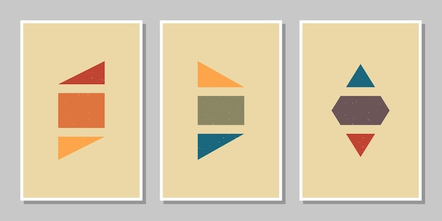 Zestaw dekoracji ściennych w stylu vintage w geometrycznych kształtach