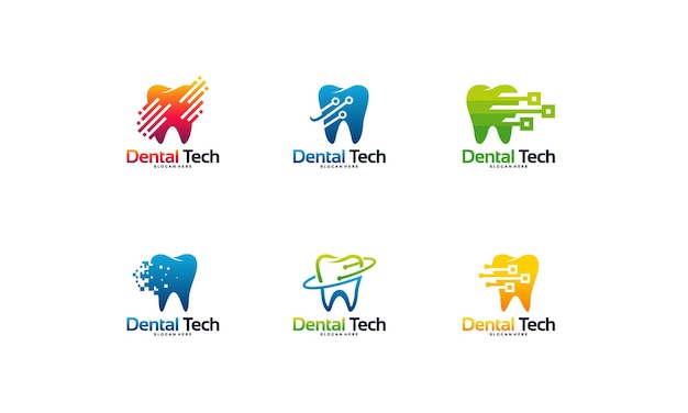 Zestaw Dental Technology Logo Projektuje Wektor Koncepcyjny, Dental Logo Projektuje Szablon