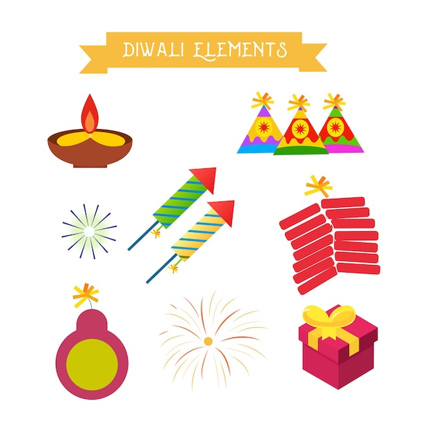 Zestaw Diwali Elements Collection Vector And Illustration