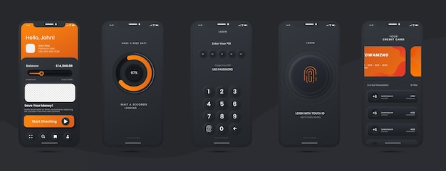 Zestaw Do Projektowania Bankowości Internetowej Dla Aplikacji Mobilnych Z Szablonem Trybu Ciemnego
