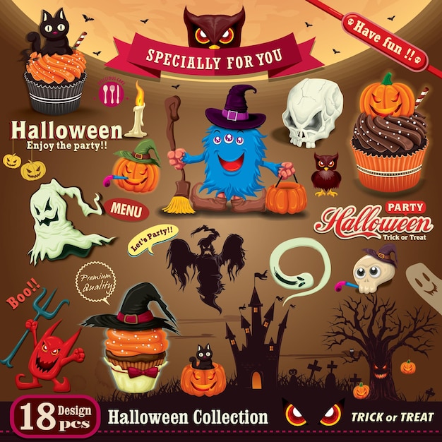 Zestaw do projektowania plakatów w stylu vintage na Halloween
