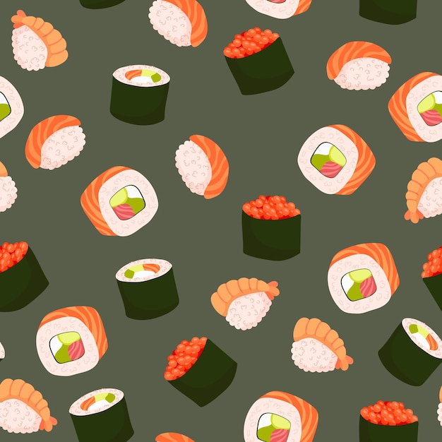 Zestaw do sushi Różne rodzaje sushi i bułek Tradycyjna japońska bułka z kawiorem tobiko