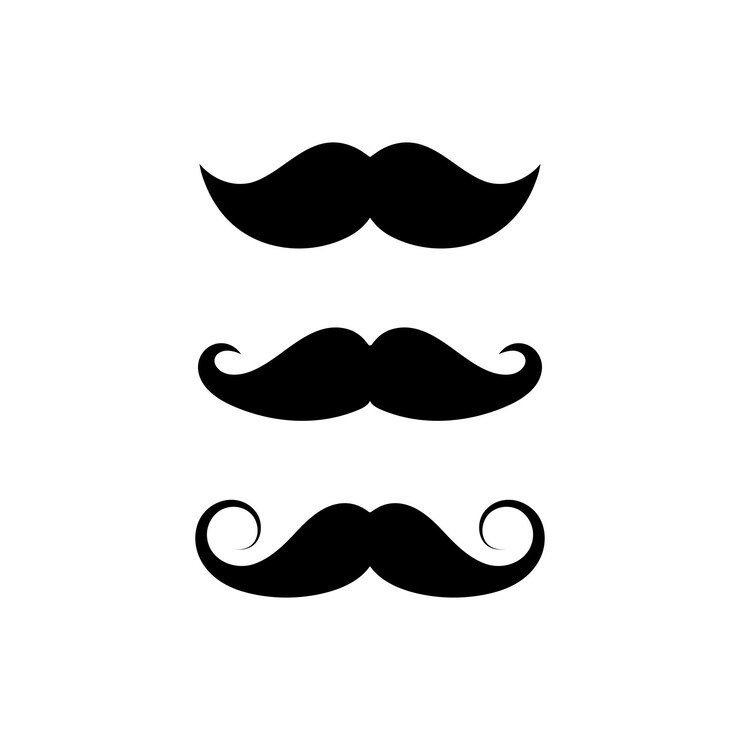 Zestaw do wąsów w trzech stylach. Symbol znaku wąsy na białym tle. Ilustracja wektorowa EPS 10