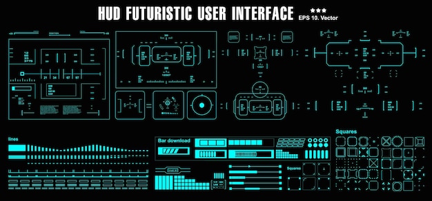 Zestaw docelowy hud futurystyczny zielony interfejs użytkownika Wyświetlacz deski rozdzielczej Ekran technologii wirtualnej rzeczywistości