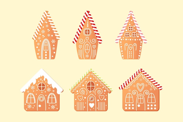 Zestaw Domów Piekarniczych świąteczne Pierniki W Postaci Domów Z Dekoracjami Cukierkowymi
