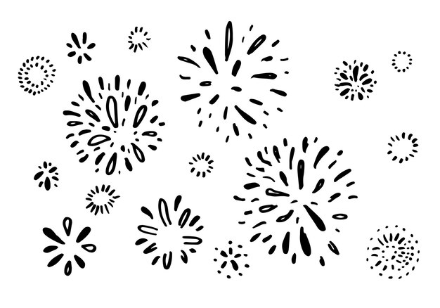 zestaw doodle starburst wyizolowany na białym tle ręcznie narysowany z elementów projektu sunburst ilustracja wektorowa