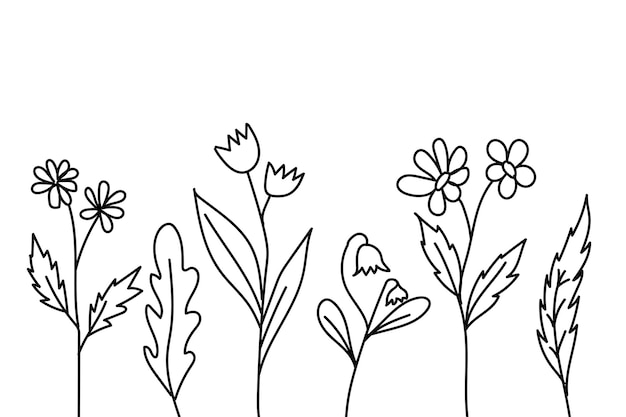 Zestaw doodle szkic ręcznie rysować wektor kwiaty maku i fantasy
