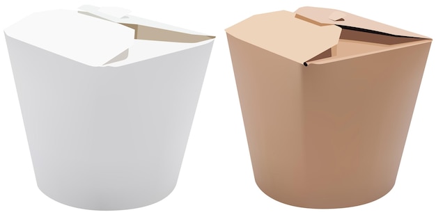 Plik wektorowy zestaw dwóch pudełek papierowych fast food w kolorze białym i brązowym