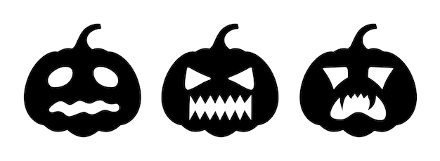 Zestaw dyni halloween różne twarze na białym tle sylwetka dynia z uśmiechem na wakacje Halloween