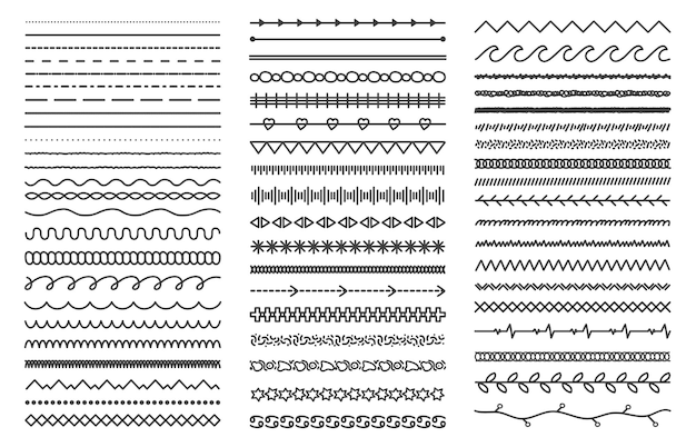 Zestaw Dzielników Doodle Na Białym Tle