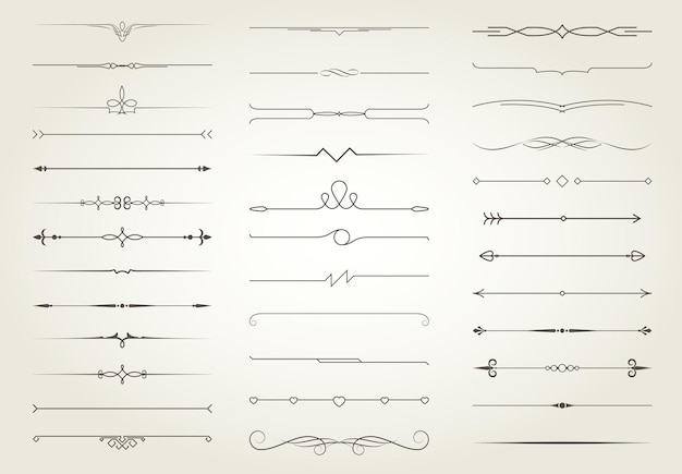 Plik wektorowy zestaw dzielników winiet książkowych i separatorów wektor kolekcji ograniczników tekstu