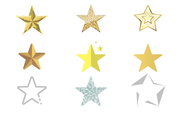 Plik wektorowy zestaw dziewięciu gwiazdek w innym stylu
