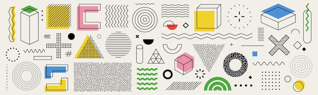 Zestaw edytowalnych wektorów kreatywnych geometrycznych abstrakcyjnych elementów do projektowania graficznego