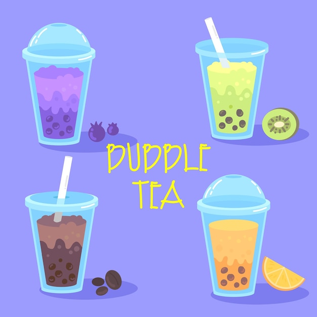 Zestaw Elementów Bubble Tea Kolekcja Herbat Boba