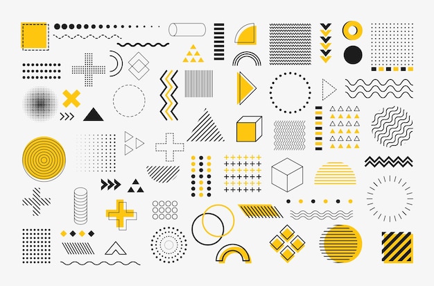 Zestaw elementów geometrycznych Memphis design retro dla reklam internetowych w stylu vintage