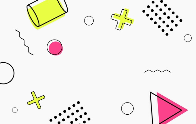 Zestaw elementów geometrycznych w stylu memphis