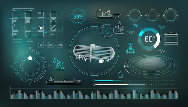 Zestaw Elementów Infograficznych Dotyczących Przechowywania I Transportu Ropy Naftowej