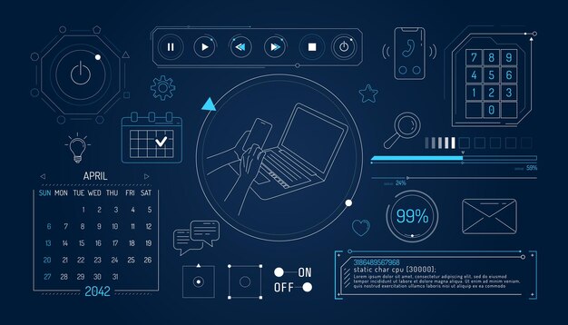 Zestaw elementów infograficznych o komunikacji komputerowej i sieciach społecznościowych