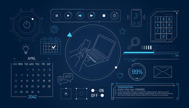 Plik wektorowy zestaw elementów infograficznych o komunikacji komputerowej i sieciach społecznościowych