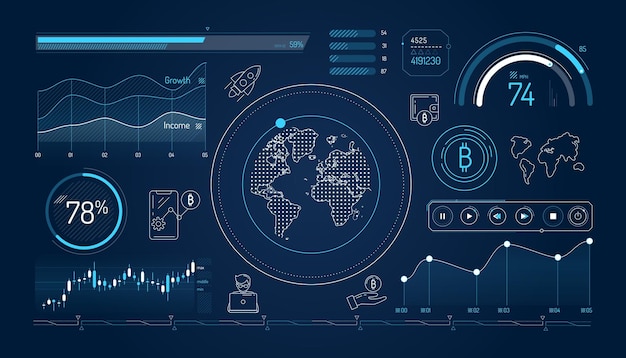 Zestaw elementów infograficznych o wzroście bitcoinów