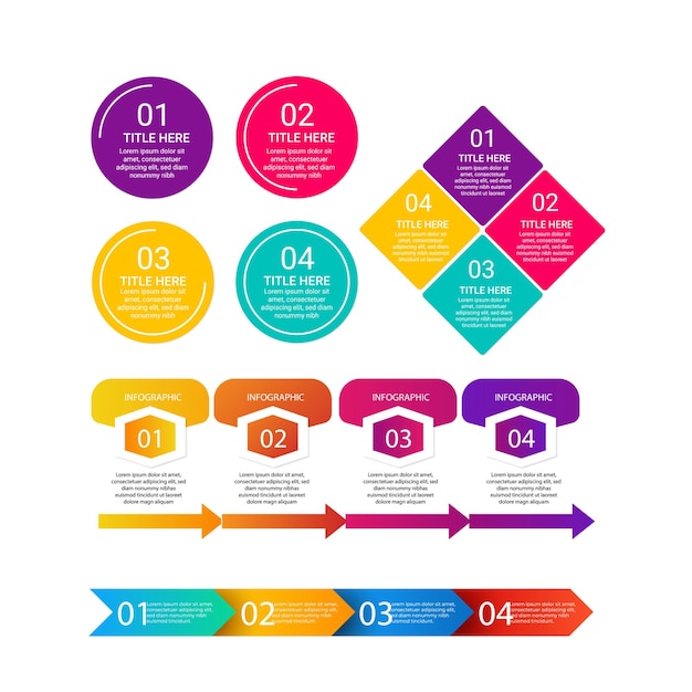 Zestaw elementów infograficznych szablon projektowania wektorowego wizualizacji danych może być używany dla opcji kroków