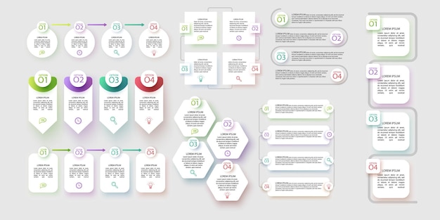 Zestaw elementów infograficznych szablon projektowania wektorowego wizualizacji Może być używany dla opcji kroków